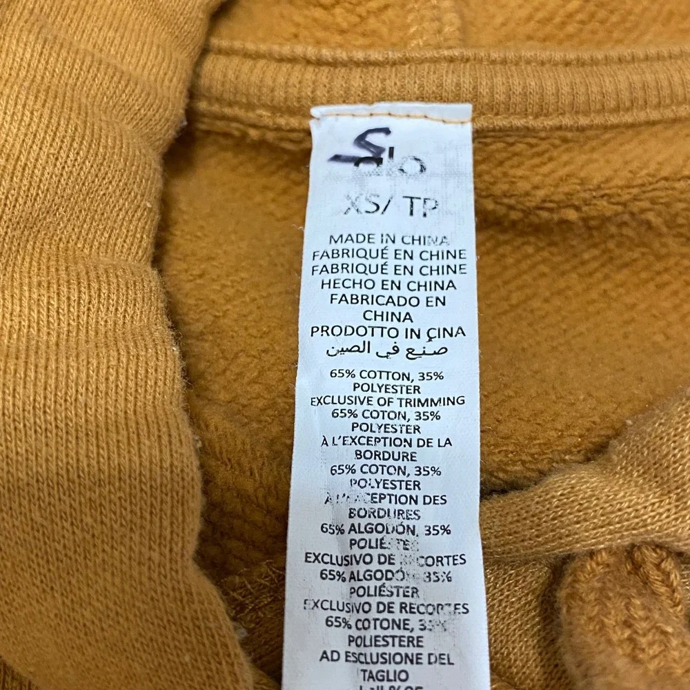Alo Yoga Accolade Hoodie Mustard Yellow Ochre Chrome Logo Sweatshirt XS